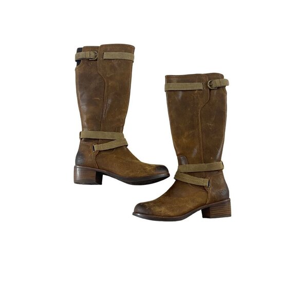 UGG Australia Women's Darcie Tall Riding Brown Distressed Boots - 7.5 - Picture 1 of 13